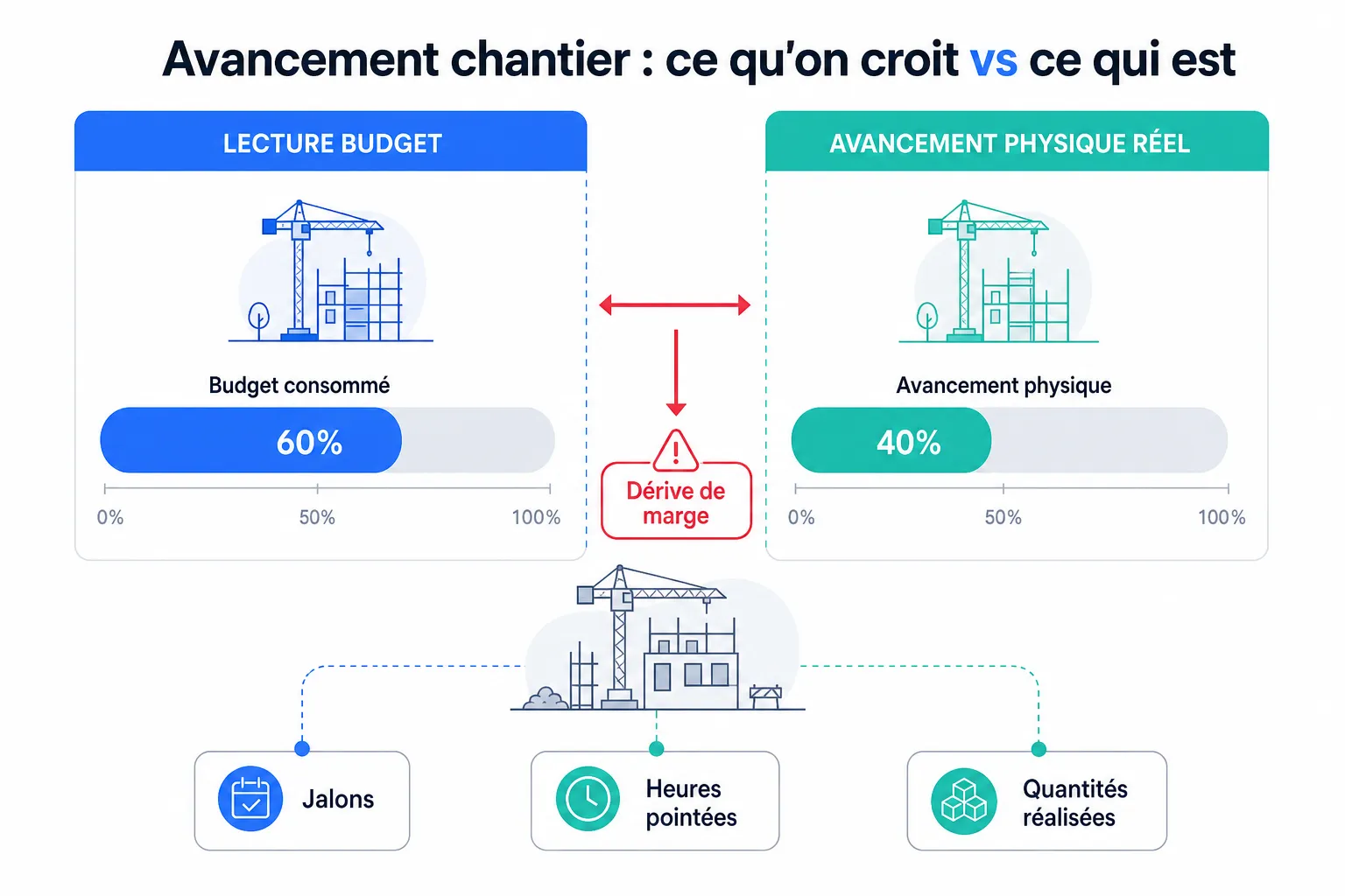 Avancement chantier : mesurer sans se raconter d'histoires